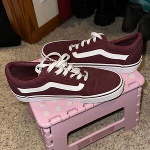 Vans Women's Maroon and White Sneakers
